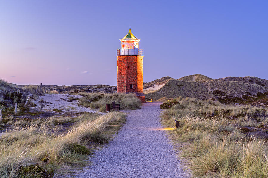 Germany, Schleswig-holstein, Nordfriesland, North Sea, North Frisian Island, North Frisia, Sylt Island, Kampen, Beacon Red Cliff In The Dunes #1 Digital Art by Christian Back