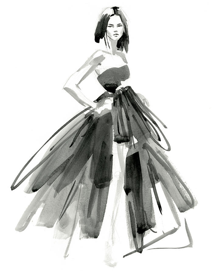 Fashion Painting - Gestural Evening Gown I #1 by Jennifer Paxton Parker