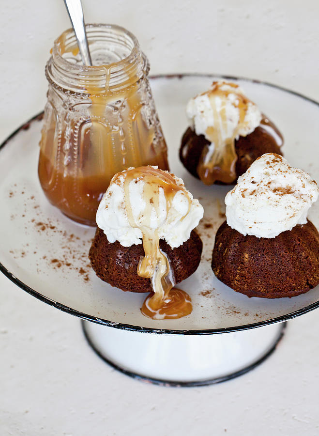 Gingerbread Cakes Cinnamon, And Caramel Sauce #1 Photograph by Ryla Campbell