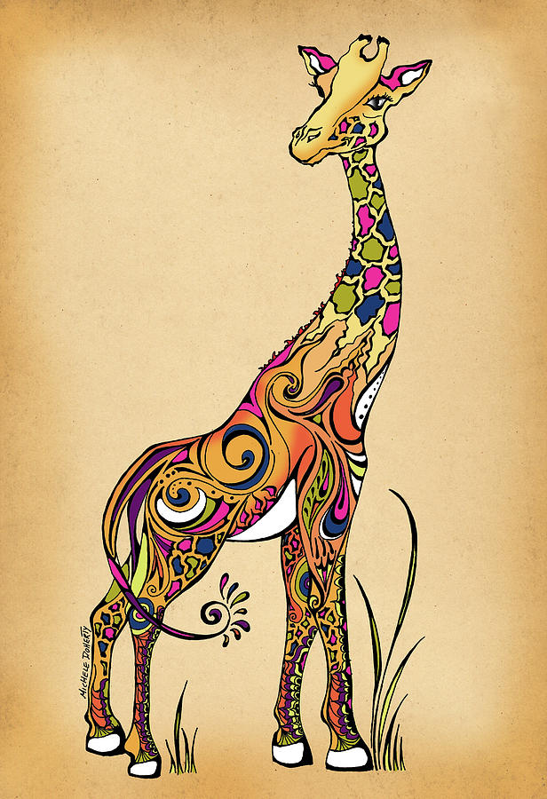 Giraffe Painting - Giraffe #1 by Green Girl Canvas