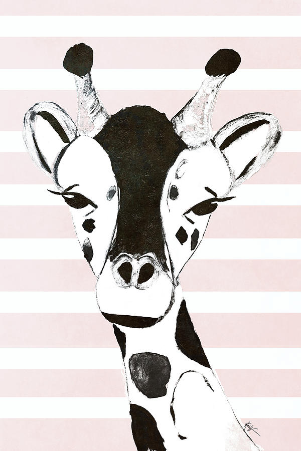 Animal Digital Art - Giraffe On Stripes #1 by Kali Wilson