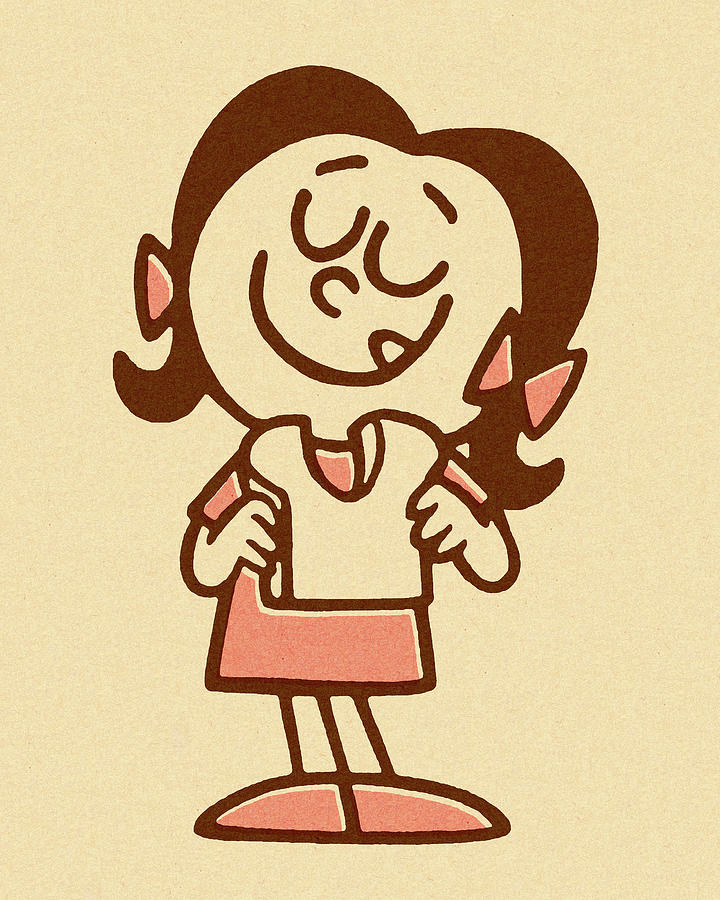 Vintage Drawing - Girl Eating Sandwich #1 by CSA Images