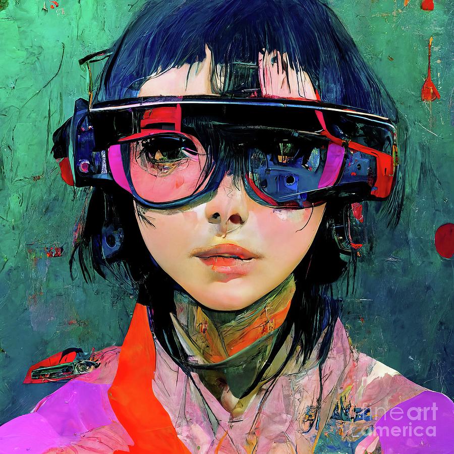 Girl Wearing Virtual Reality Goggles Photograph by Richard Jones ...