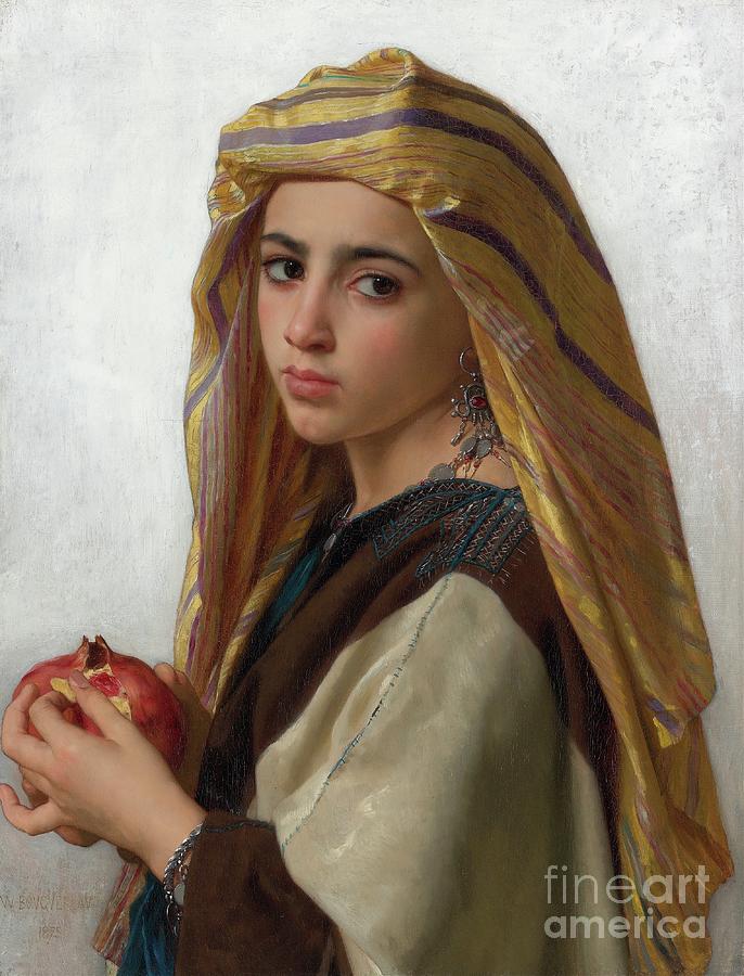 Girl With A Pomegranate, 1875 Painting by William Adolphe Bouguereau