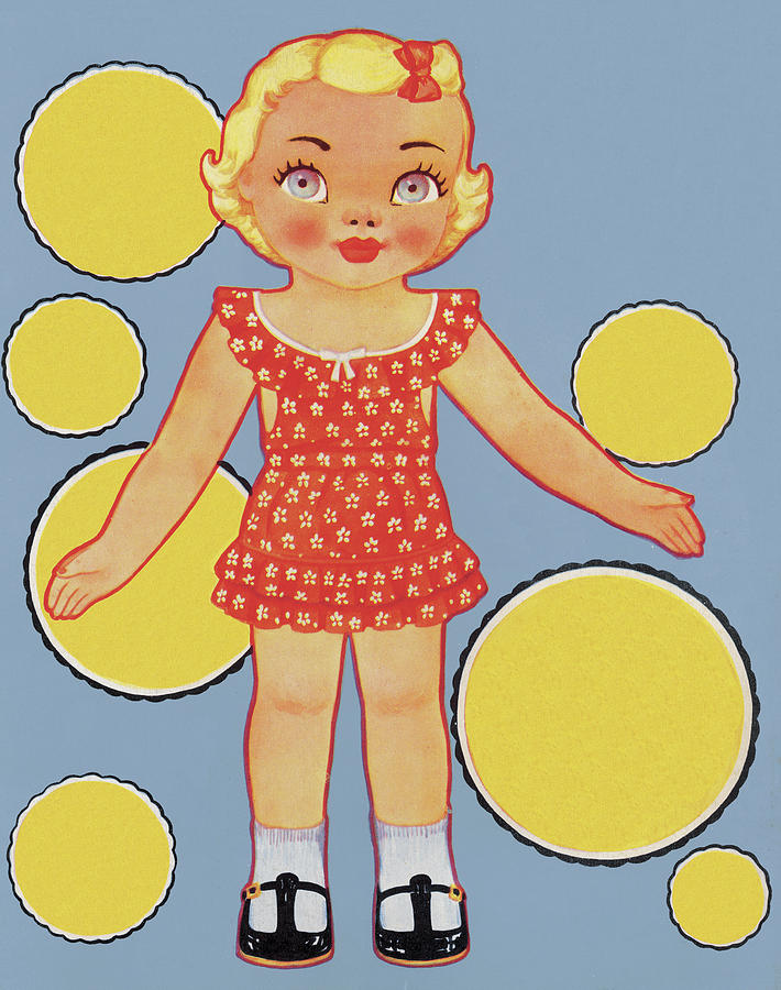 Vintage Drawing - Girl with Bubbles #1 by CSA Images