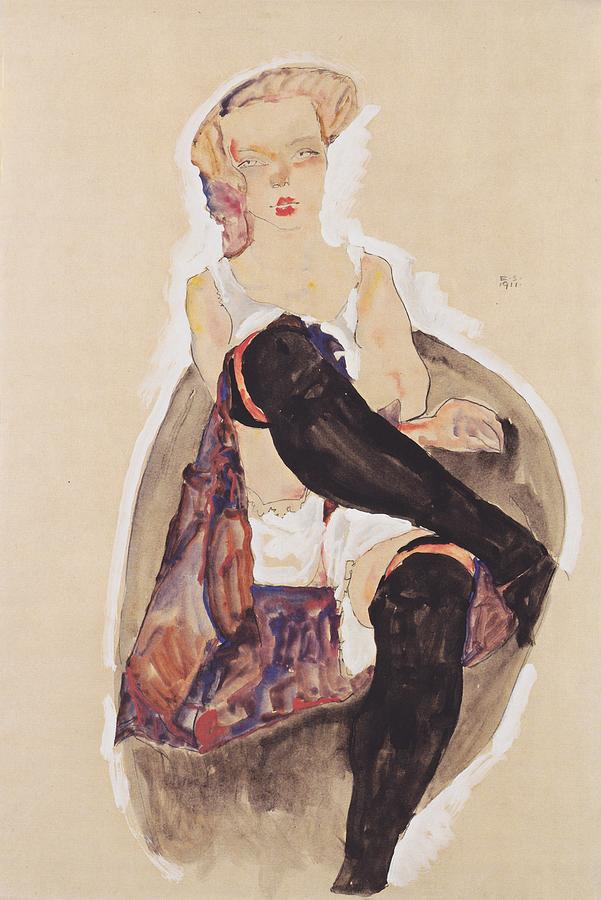 Egon Schiele Mixed Media - Girl With Crossed Legs #1 by Mountain Dreams