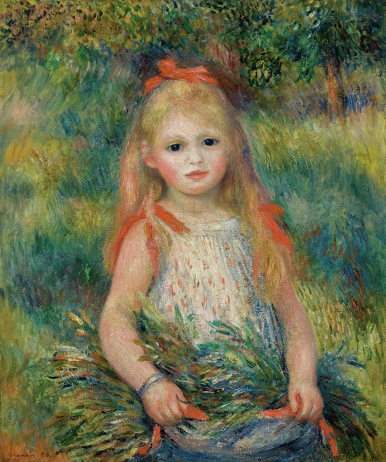 Pierre Auguste Renoir Painting - Girl with Flowers #1 by Pierre-Auguste Renoir