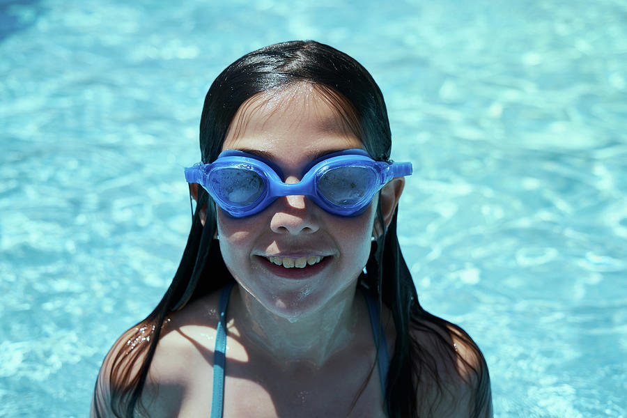Summer Photograph - Girl With Goggles In Swimming Pool #1 by Cavan Images