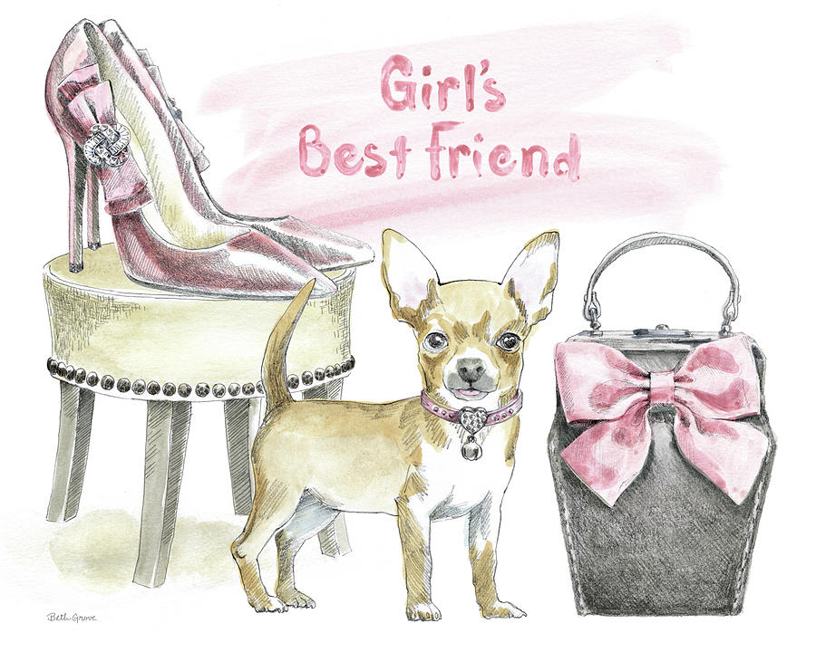 Animal Painting - Glamour Pups Vi #1 by Beth Grove
