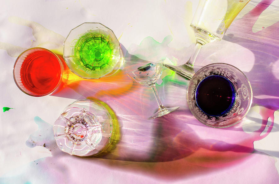 Glasses With Colorful Liquids #1 Photograph by Rita Newman