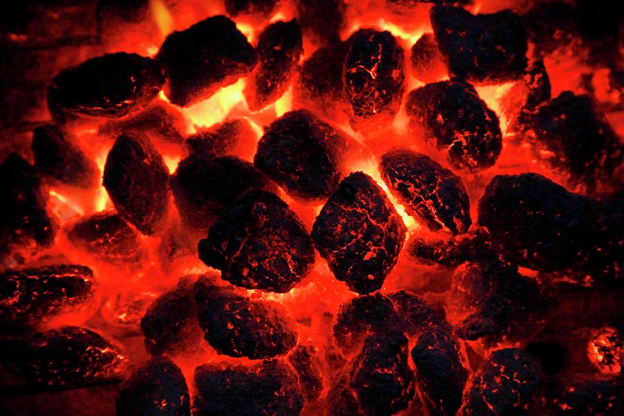Glowing Barbecue Briquettes seen From Above #1 Photograph by Petr Gross