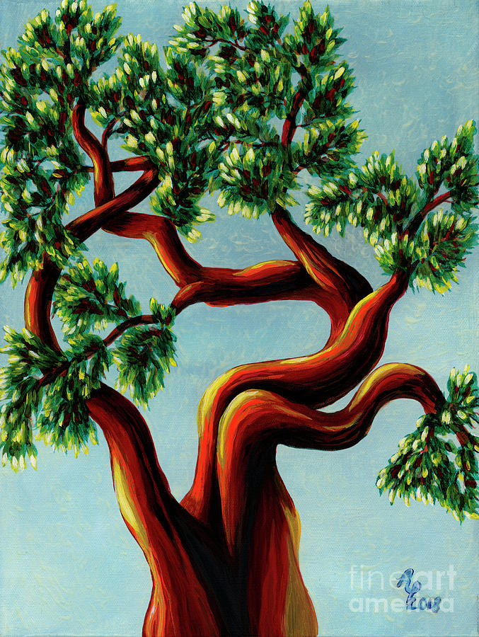 Glowing Blue Madrone #1 Painting by Rebecca Parker
