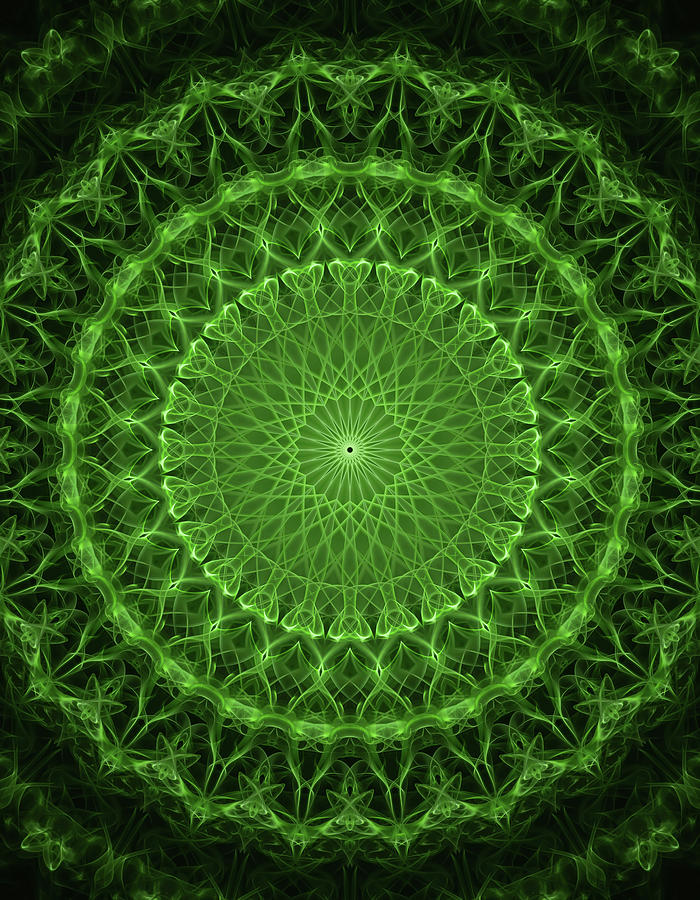 Glowing green mandala  #1 Digital Art by Jaroslaw Blaminsky