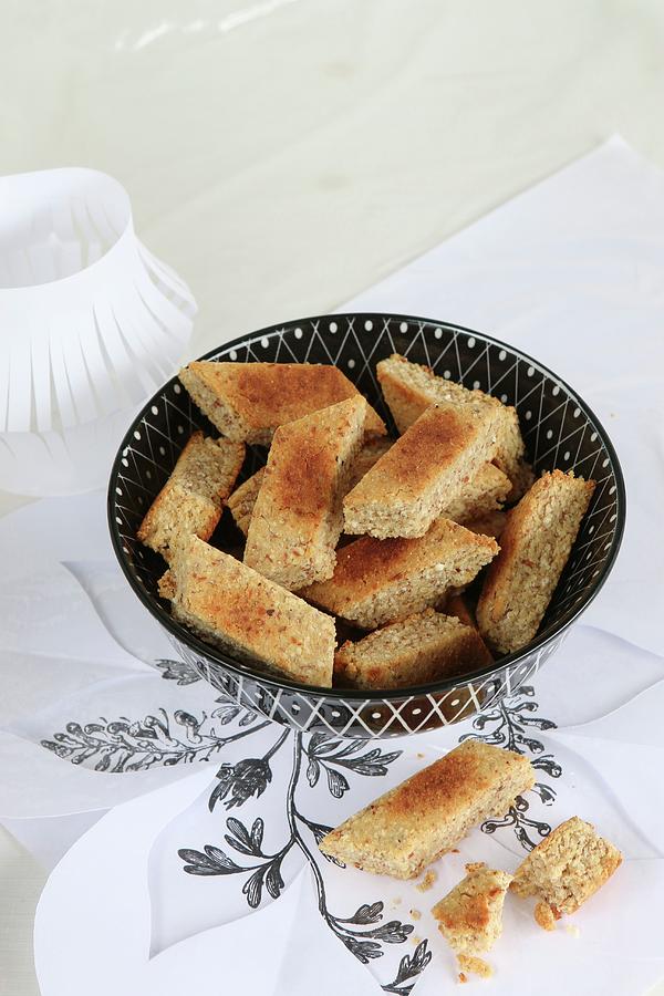 Gluten-free Almond Cakes With Cinnamon Cut Into Diamond Shapes #1 Photograph by Regina Hippel