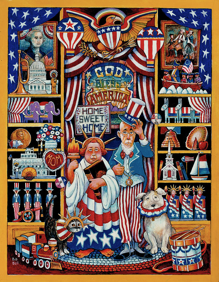 Statue Of Liberty Painting - God Bless America #1 by Bill Bell