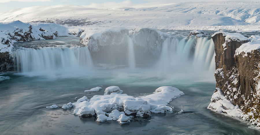 Godafoss Waterfall In Winter, Iceland #1 Photograph by Panoramic Images