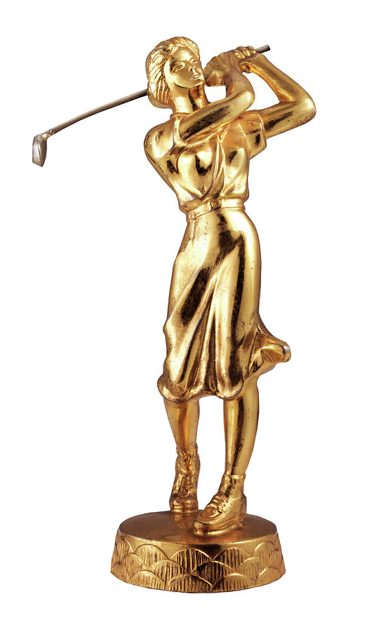 Gold Female Golfer Drawing by CSA Images - Fine Art America