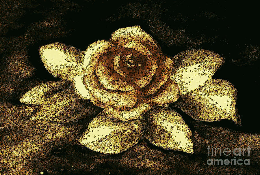 Antique Gold Rose Painting by Hazel Holland