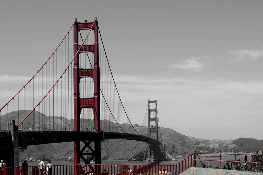 Golden Gate Bridge 7 Black and White and Red Photograph by Stan ...