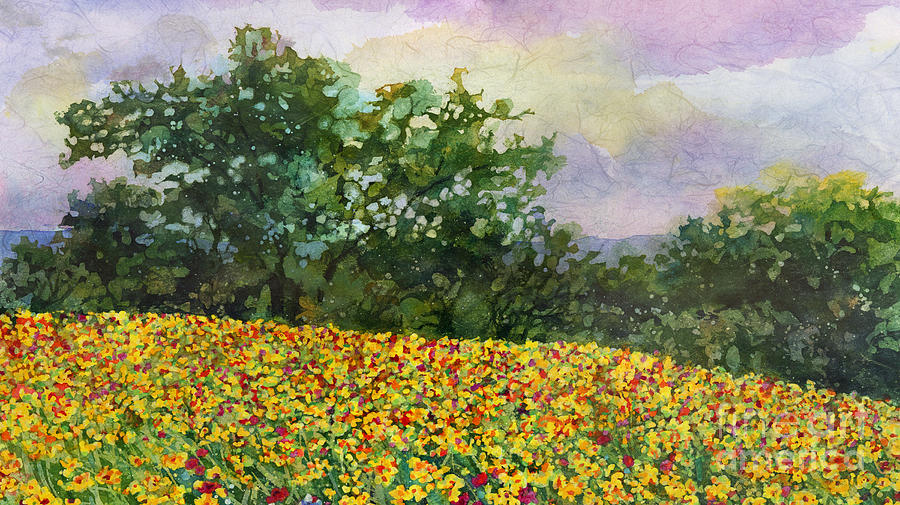 Golden Hillside - Oak Trees Painting