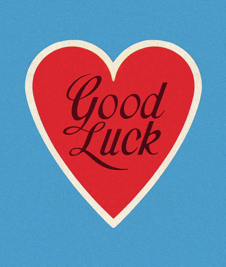 Typography Drawing - Good Luck Heart #1 by CSA Images