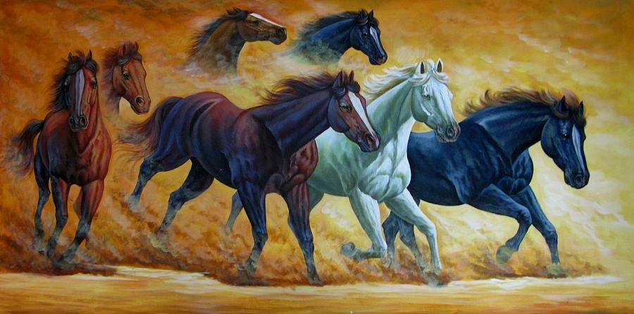 Good Luck Horses Painting By Vishal Gurjar - Fine Art America