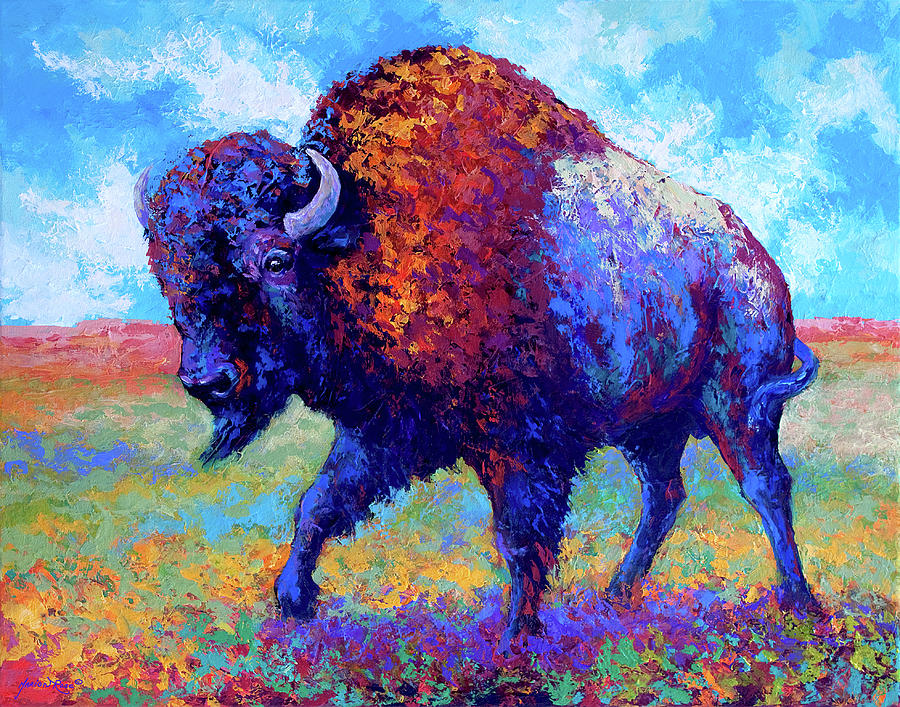 Buffalo Painting - Good Medicine #1 by Marion Rose