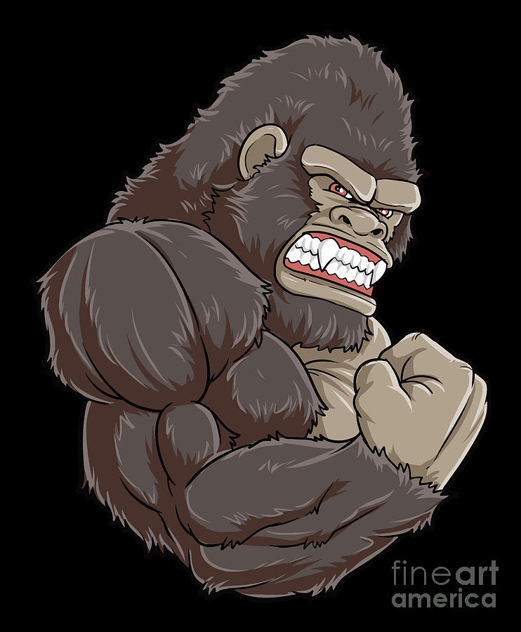 Gorilla Digital Art - Gorilla At The Gym Fitness Training Muscles by Mister...