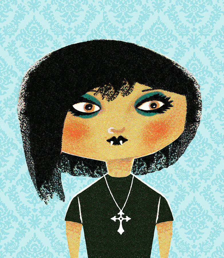 Vintage Drawing - Goth girl #1 by CSA Images