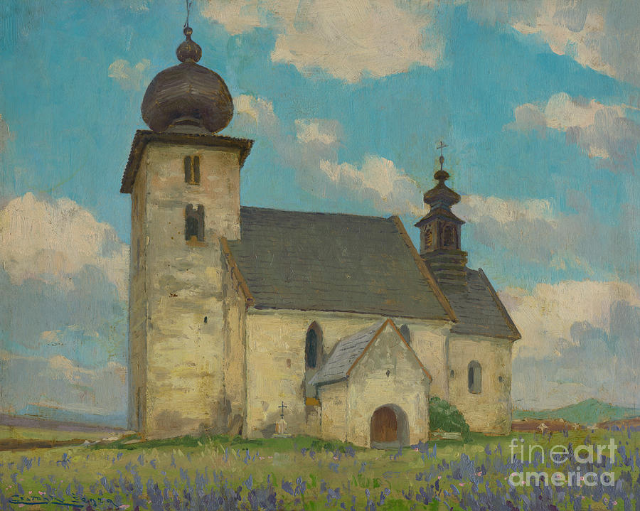 Romanesque Painting - Gothic Church of the Holy Spirit in Zehra, 1912 by Ludovit Cordak