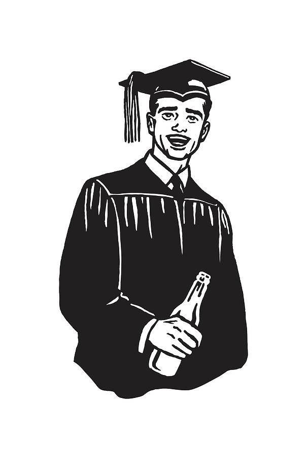 Graduate Holding a Bottle Drawing by CSA Images - Fine Art America