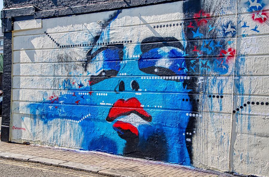 Graffiti Art Painting Of Blue Woman Photograph by Raymond Hill