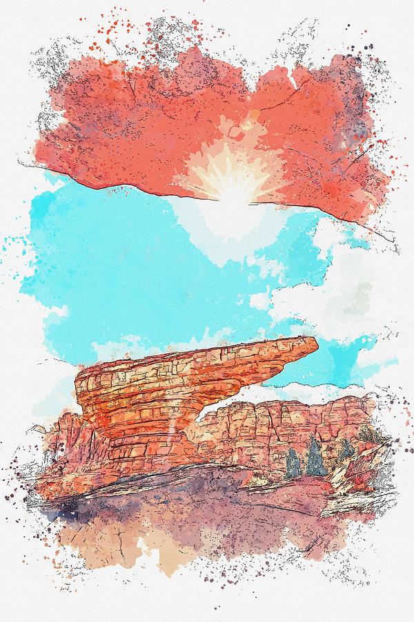 Grand Canyon -  watercolor by Adam Asar #1 Painting by Celestial Images