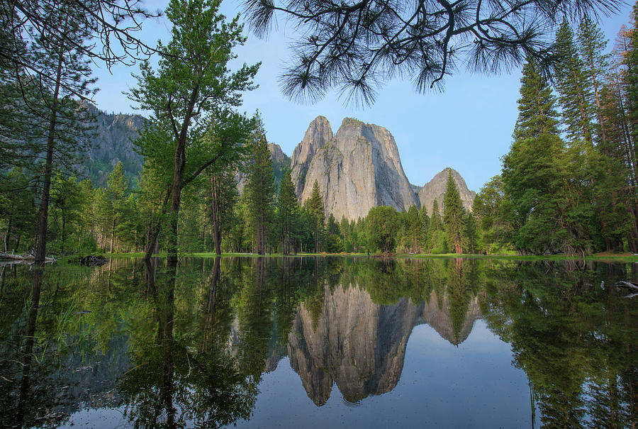 Granite Peaks Reflected In River, Yosemite Valley, Yosemite National Park, California #1 Photograph by Tim Fitzharris
