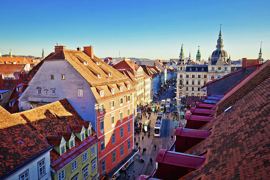 Graz market cityscape and cityscape view #1 Photograph by Brch Photography
