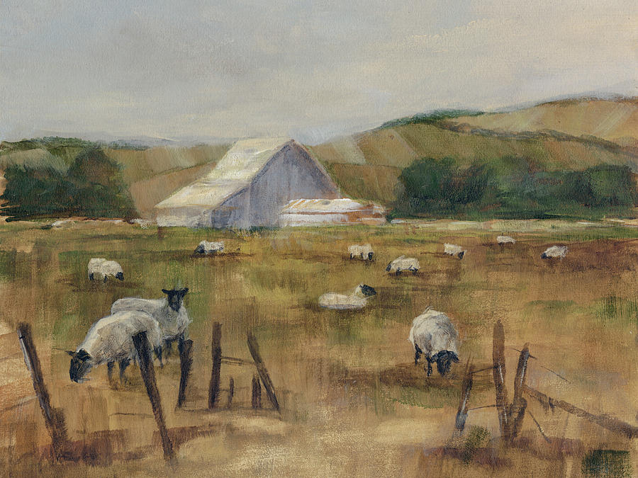 Landscape Painting - Grazing Sheep I #1 by Ethan Harper