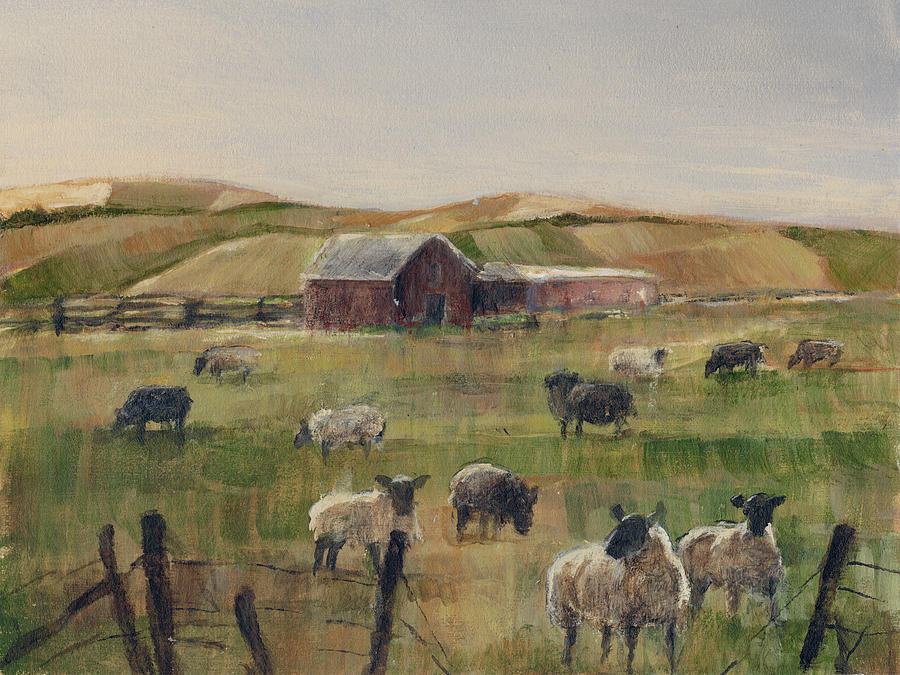 Landscape Painting - Grazing Sheep II #1 by Ethan Harper
