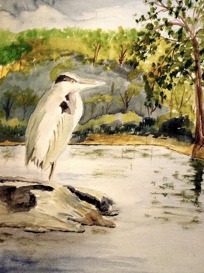 Great Blue Heron #1 Painting by Charles Ray