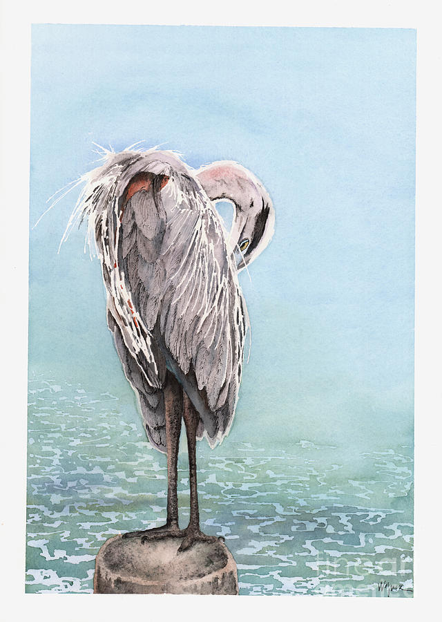 Great Blue Heron #3 Painting by Hilda Wagner