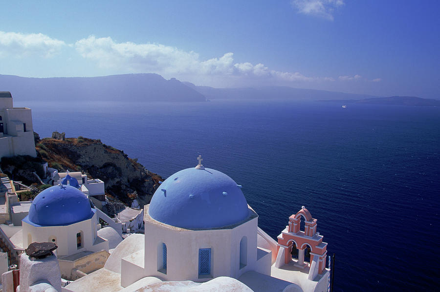 Greek Church, Santorini, Greece #1 Photograph by Walter Bibikow