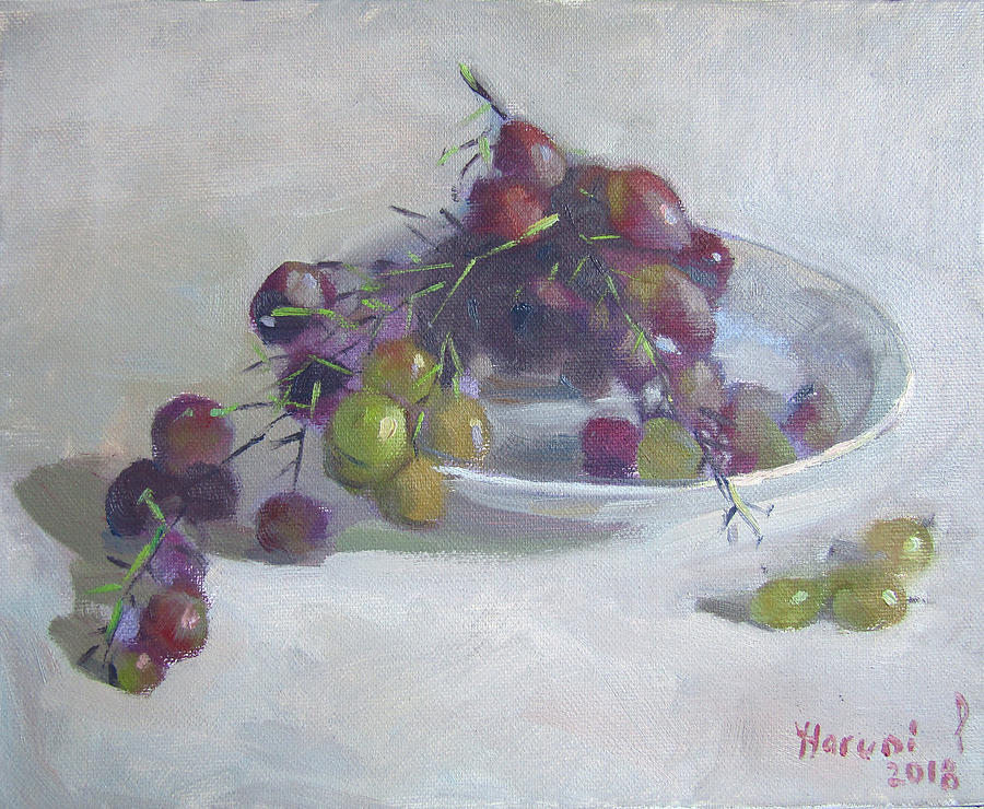 Still Life Painting - Greek Grapes #1 by Ylli Haruni