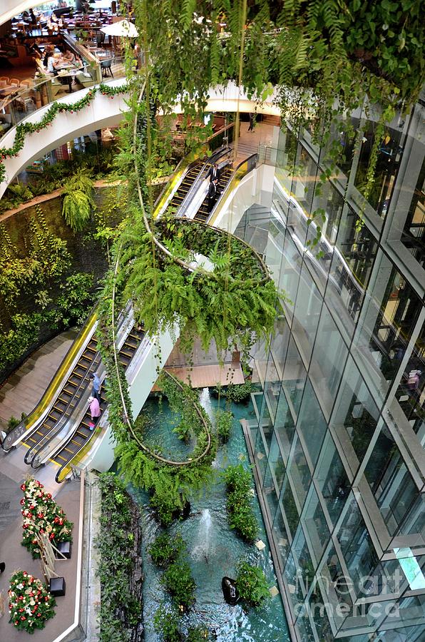 Green vertical interior design of Emquartier shopping mall dining floors Bangkok Thailand #2 Photograph by Imran Ahmed