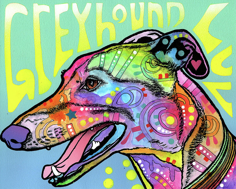 Animal Mixed Media - Greyhound Luv #1 by Dean Russo