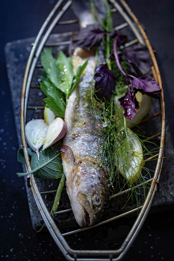 Grilled Trout With Herbs #1 Photograph by Eising Studio