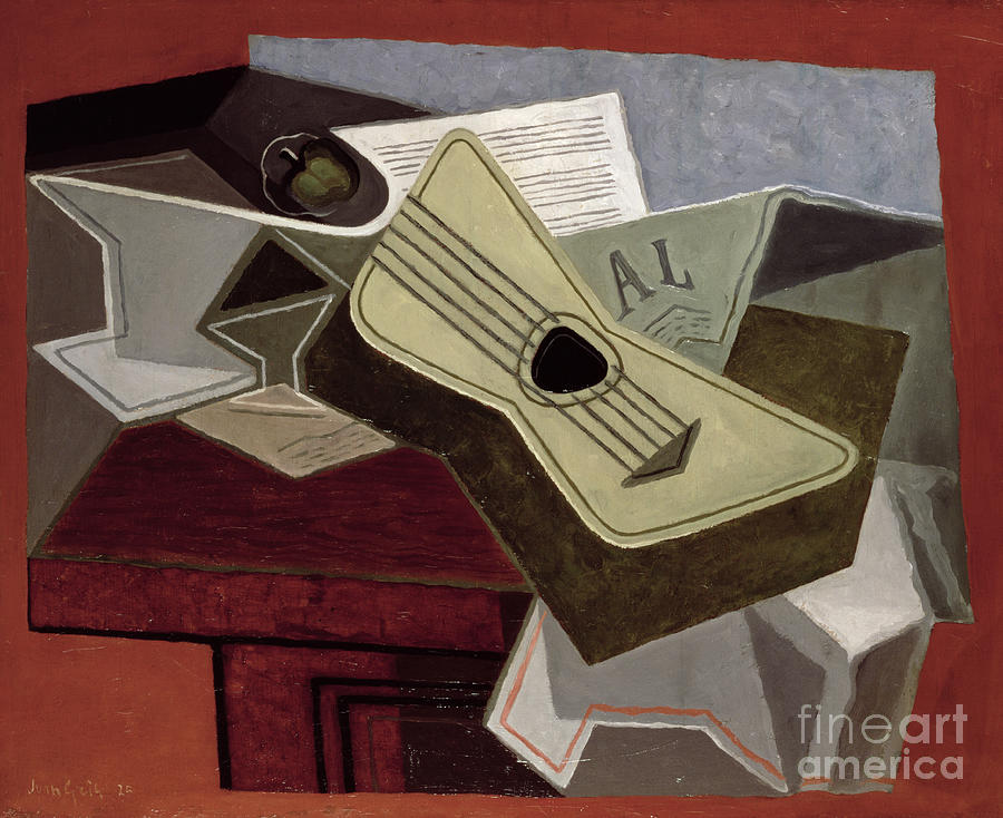 Guitar And Newspaper, 1925 Painting by Juan Gris