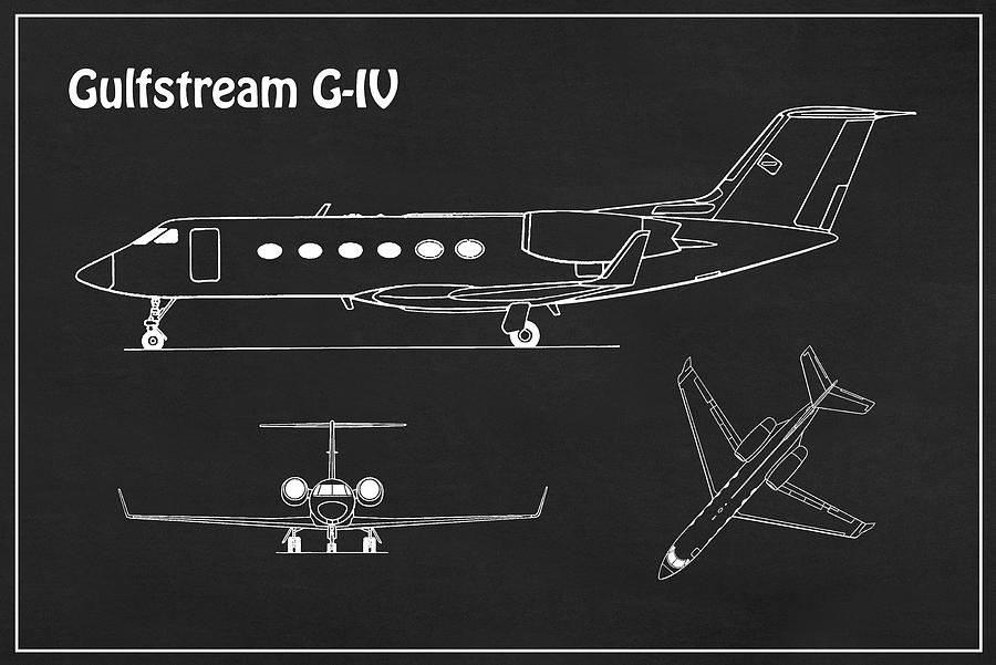Gulfstream G IV Aircraft Blueprint - P Drawing by SP JE Art