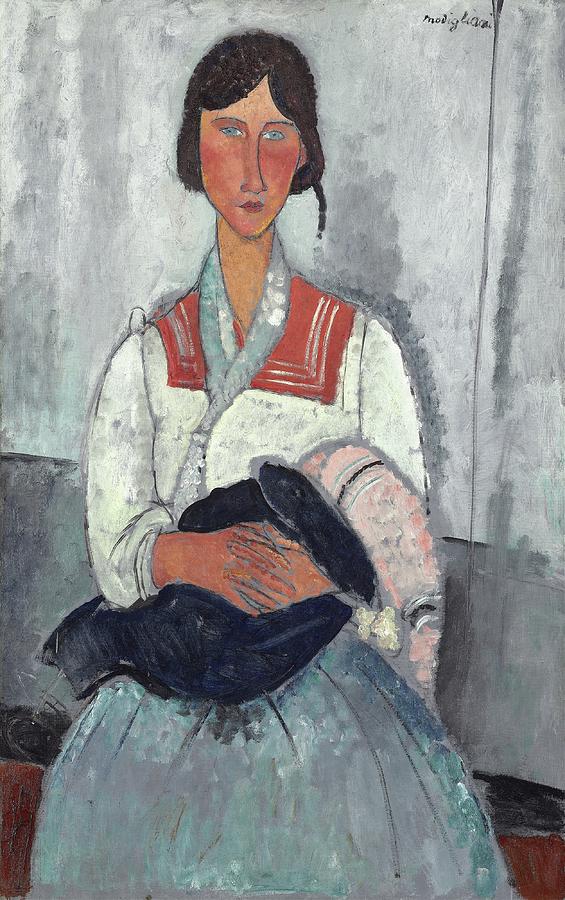 Amedeo Modigliani Painting - Gypsy Woman With Baby by Amedeo Modigliani