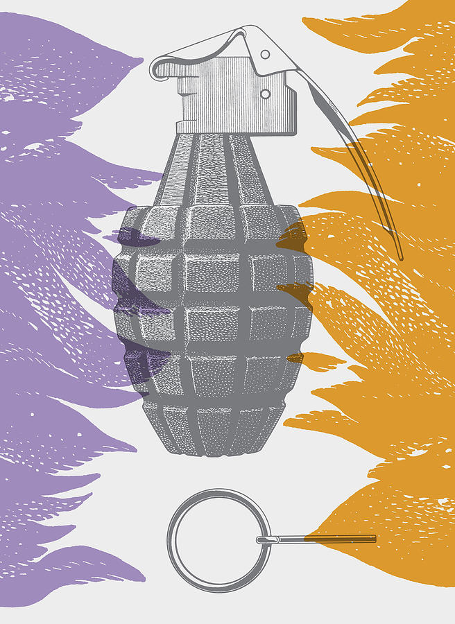 Vintage Drawing - Hand Grenade #1 by CSA Images