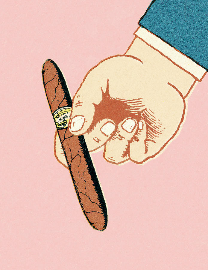 Vintage Drawing - Hand holding cigar #1 by CSA Images
