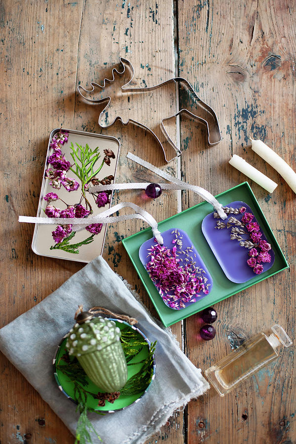 Handmade Gifts Of Scented Wax With Dried Flowers #1 Photograph by Alicja Koll